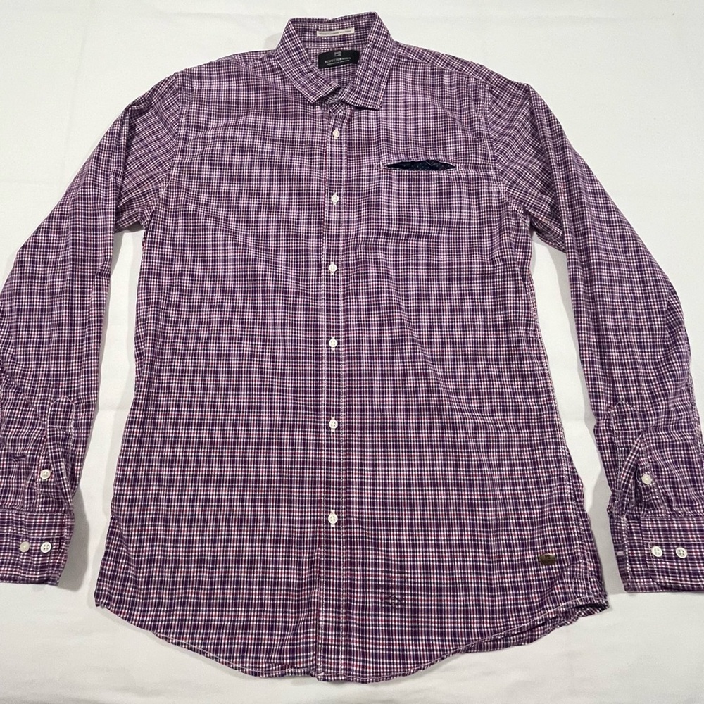 Scotch & Soda Red and Blue Casual Button Down Shirt